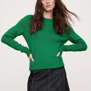 Banana Republic Bright Green Cotton-Silk Crew Neck Sweater